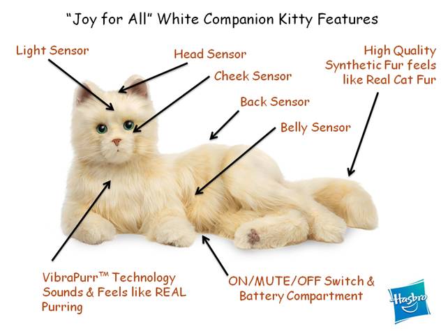 Hasbro Companion Fluffy White Robot Cat Features