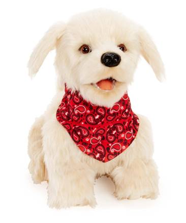 white fluffy dog toy